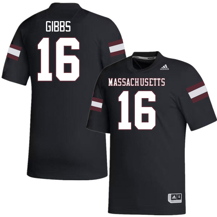 Massachusetts Minutemen #16 Jadrian Gibbs College Football Jerseys Stitched-Black